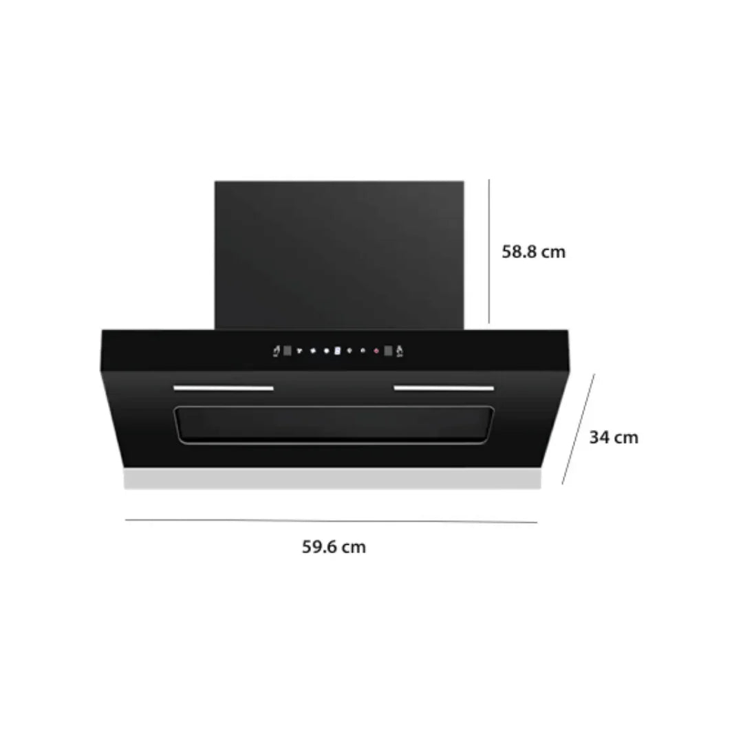 Blaupunkt 5IS66960 60cm Wall Mount Hood with Glass Panel and Touch Control, Black Powder Coating, Heat Auto Clean