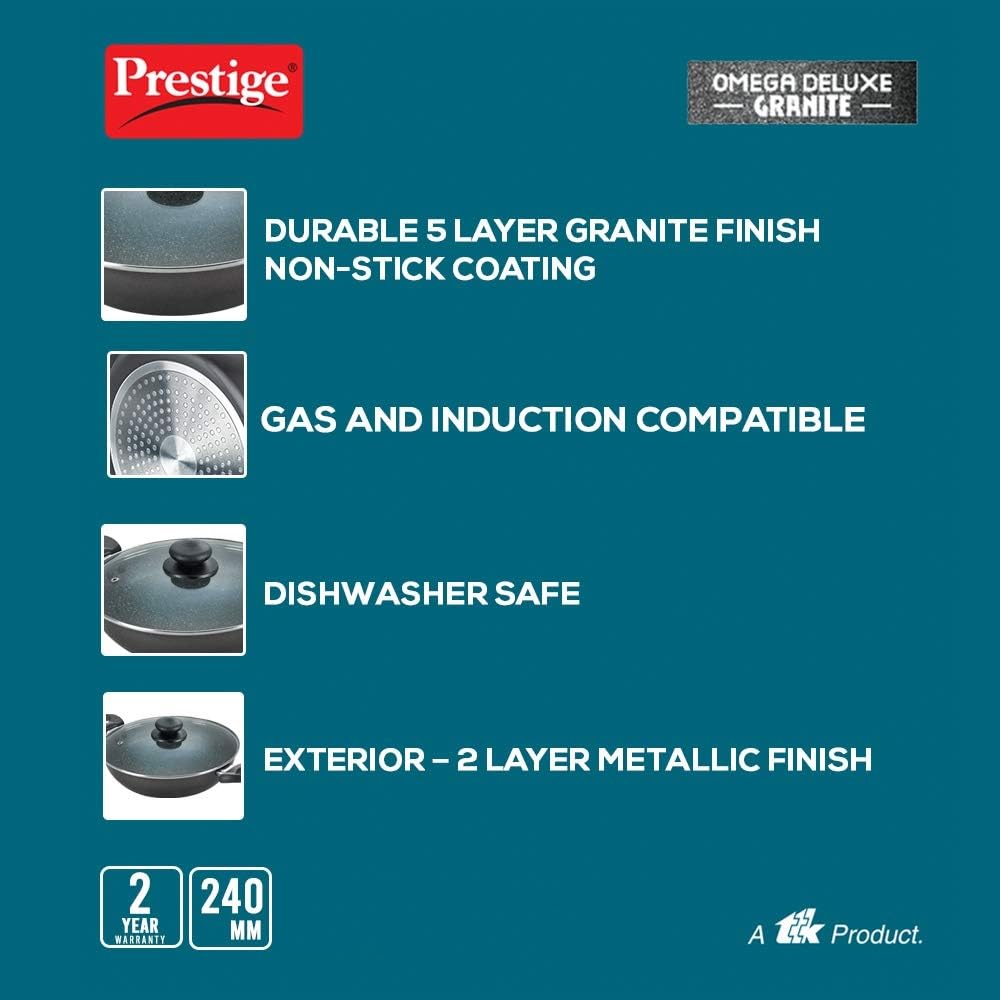 Prestige Omega Deluxe Granite Kadai, 240mm