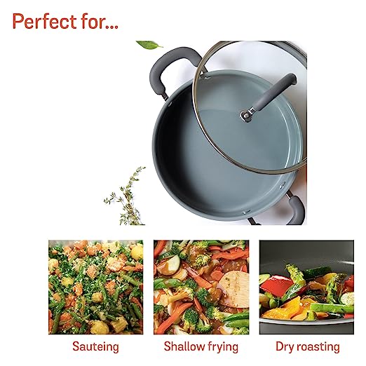 Meyer Anzen Ceramic Coated Covered Sauteuse Induction Pan 11807 24 cm Grey