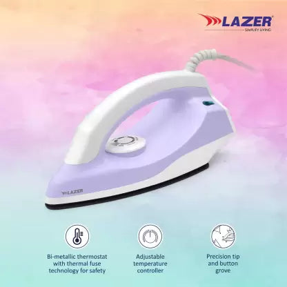 Lazer Glide 1000W ISI Certified Dry Iron With Over Heating (Lavender)