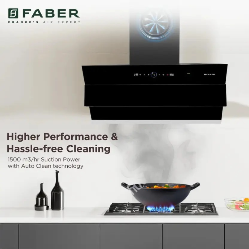 FABER HOOD COMET BLDC FL HC BK 75 AUTOCLEAN CHIMNEY Auto Clean Wall Mounted BLACK 1500 CMH