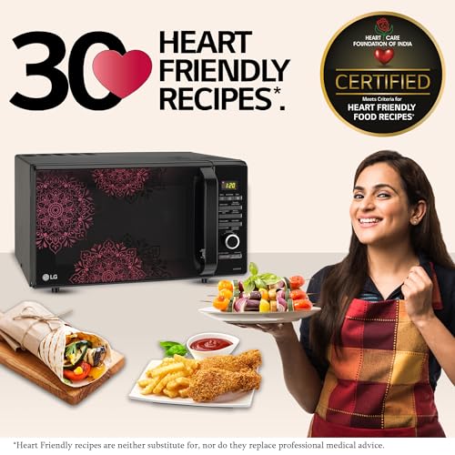 LG 28 L Charcoal Convection Healthy Microwave Oven (MJ2887BIUM, Black, Healthy Heart Recipes, Diet Fry, 360° Motorised Rotisserie & 10 Years of warranty on Charcoal Heater)