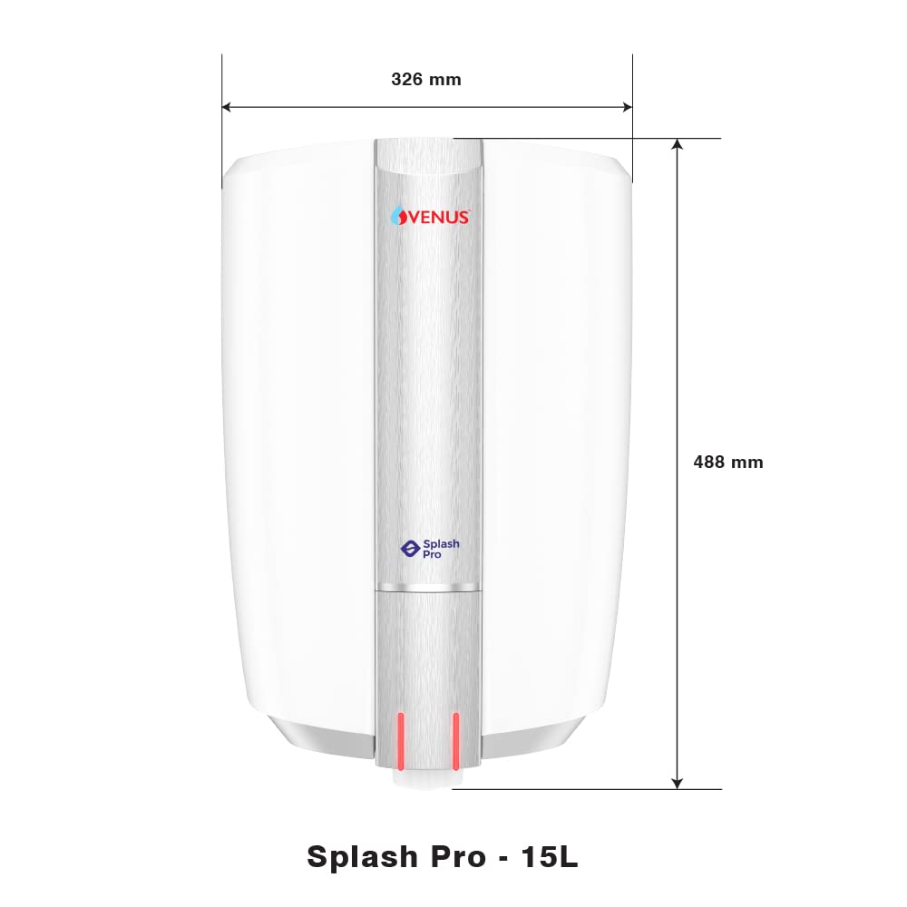 Venus Splash Pro Storage Water Heater (15 litre, White/Graphite Silver)
