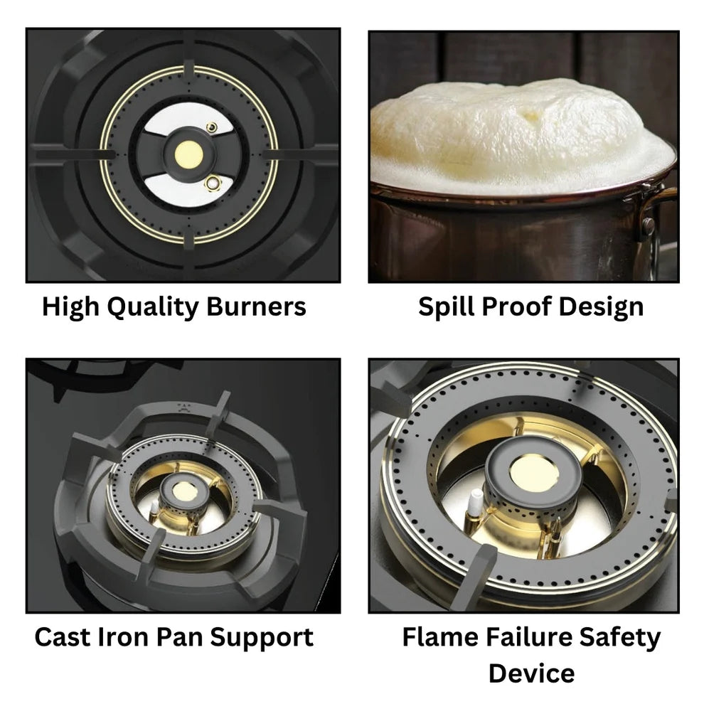 Hafele Augusta 470 70cm 4 Burner Built-in Gas Hob | Full Brass Burners