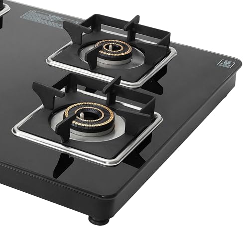 Faber 4 Burner Auto-Ignition Cooktop|NiOS AUTO 4BB BK|Battery Operated|Metal Knobs|Brass Burners|Cast Iron Pan Support|Black Glass Finish|7 Yrs Warranty Glass;5 Yrs Burner & Valve;2 Yrs Compr