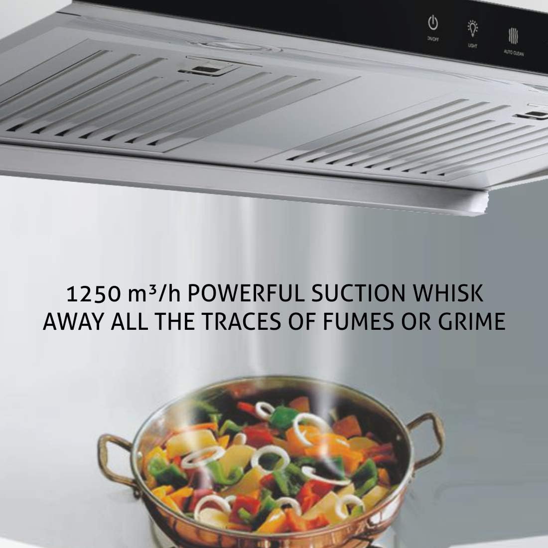 Glen 76cm 1250m3/hr Auto Clean Wall Mounted Kitchen Chimney 2 baffle Filters Touch Controls (6005, Black)
