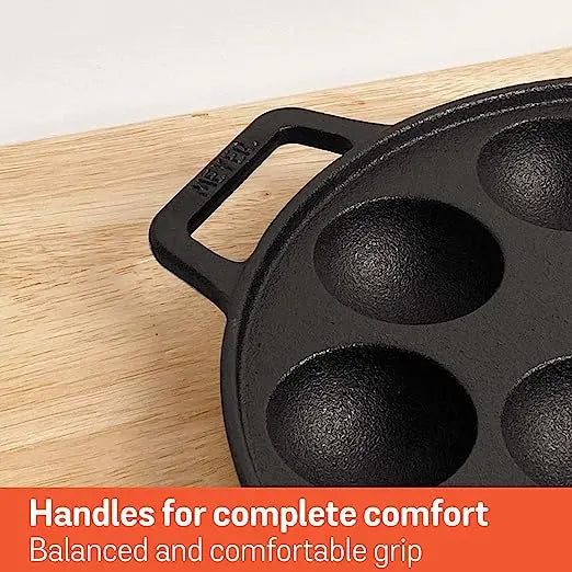 Meyer Cast Iron 2 Sides Handle Appam Pan 48485 26cm Black