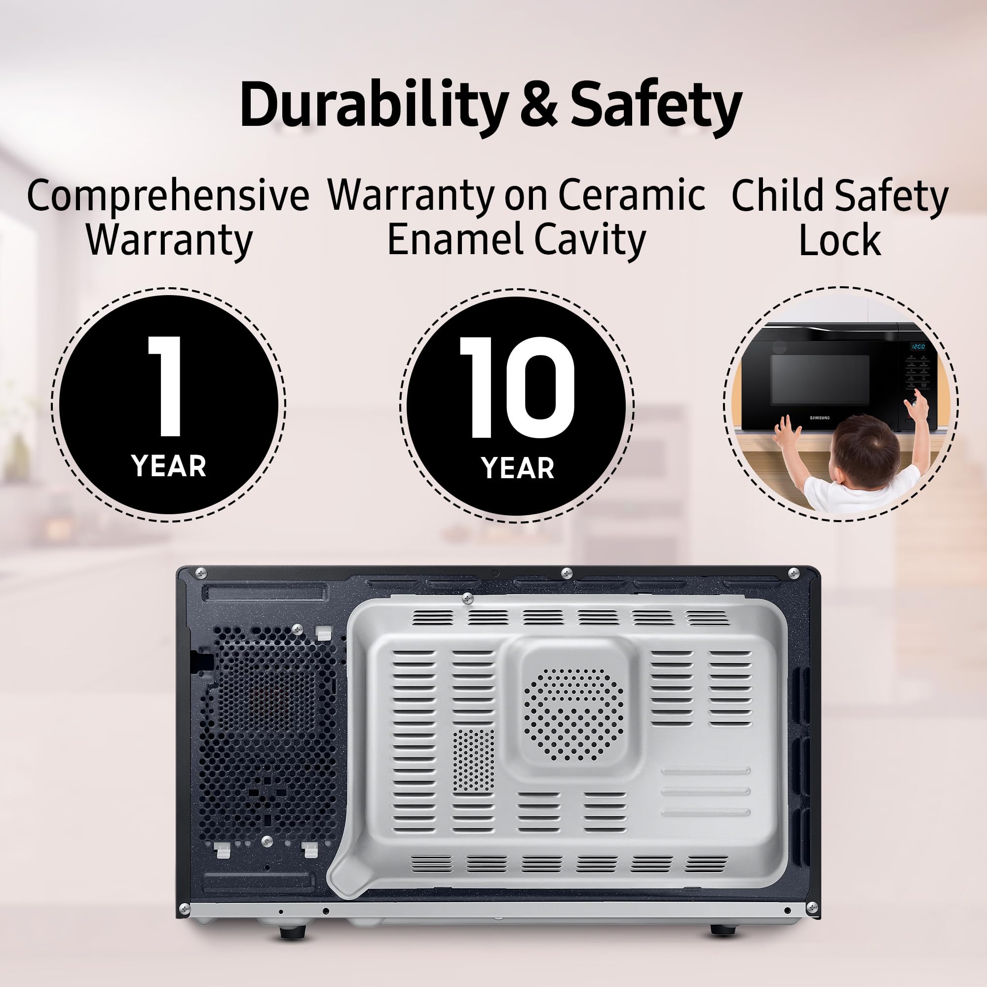 Samsung 28 L Slim Fry, Sensor Cook and Multi Split Convection Microwave Oven (MC28A5145VR/TL, Black and Pattern, 10 Yr warranty, Gift for Every Occasion)
