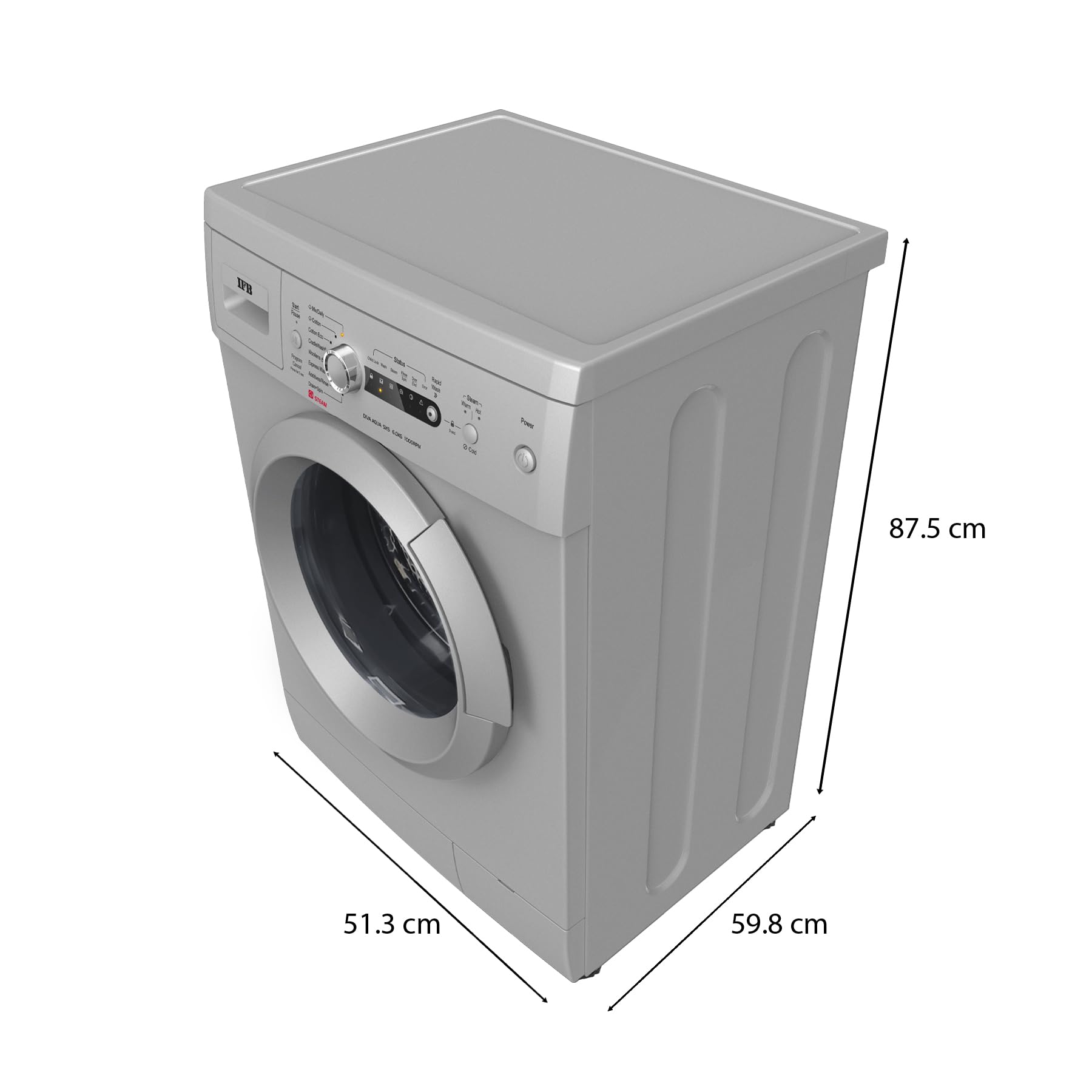 IFB 6 Kg 5 Star Front Load Washing Machine 2X Power Steam (DIVA AQUA SXS 6010, 2023 Model, Silver, In-built Heater, 4 years Comprehensive Warranty)