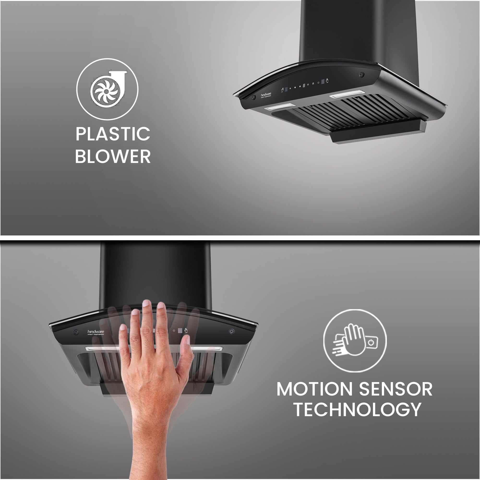 Hindware Smart Appliances Lyra 60 Auto Clean Kitchen Chimney with Max Suction 1300 m3/hr | Energy Efficient LED Lamps | Thermal Auto Clean Technology | Motion Sensor | Kitchen Chimney