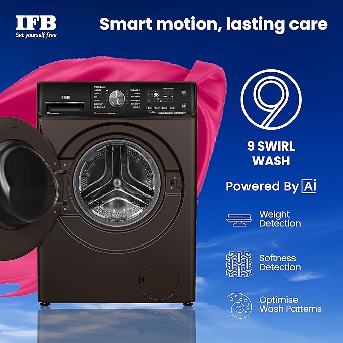 IFB 10 Kg 5 Star AI Eco Inverter Fully Automatic Front Load Washing Machines with Wifi (Executive Plus MXC 1014, 2023 Model, Mocha, Oxyjet™ 9 Swirl Wash