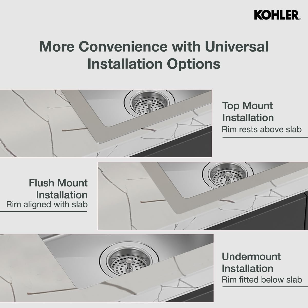 Kohler Kitchen Sink | 1.2 mm Thick Stainless Steel Single Bowl with SilentShield™ | 10" Deep, Round Corners for Easy Cleaning | 21x18x10 inches, Brushed Matte Steel