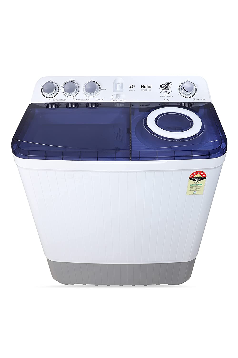 Haier 8 Kg 5 Star Rating Semi Automatic Top load Washing Machine (HTW80-186)