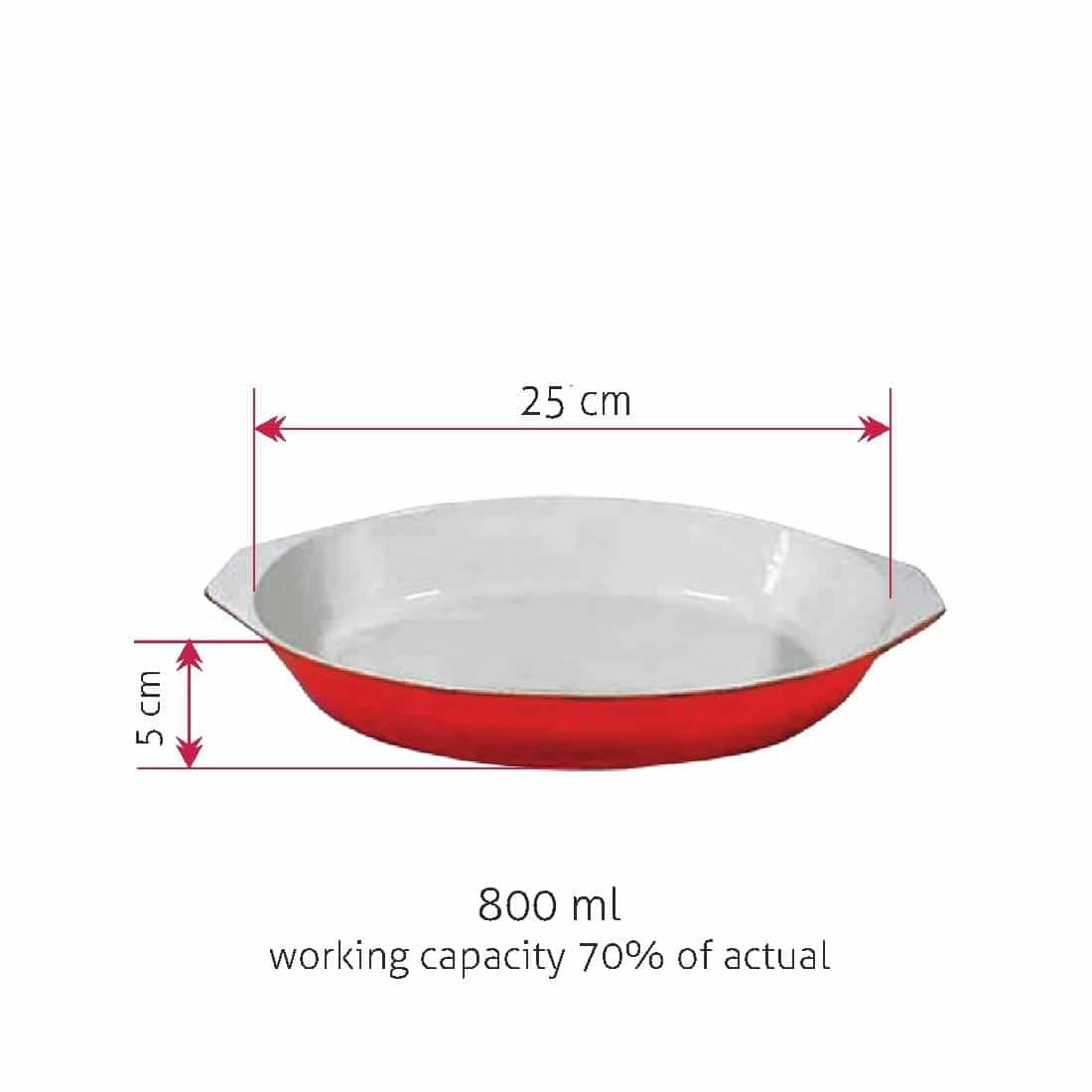 Alda Oval Gratin Dish Enameled Cast Iron - 25cm, Red
