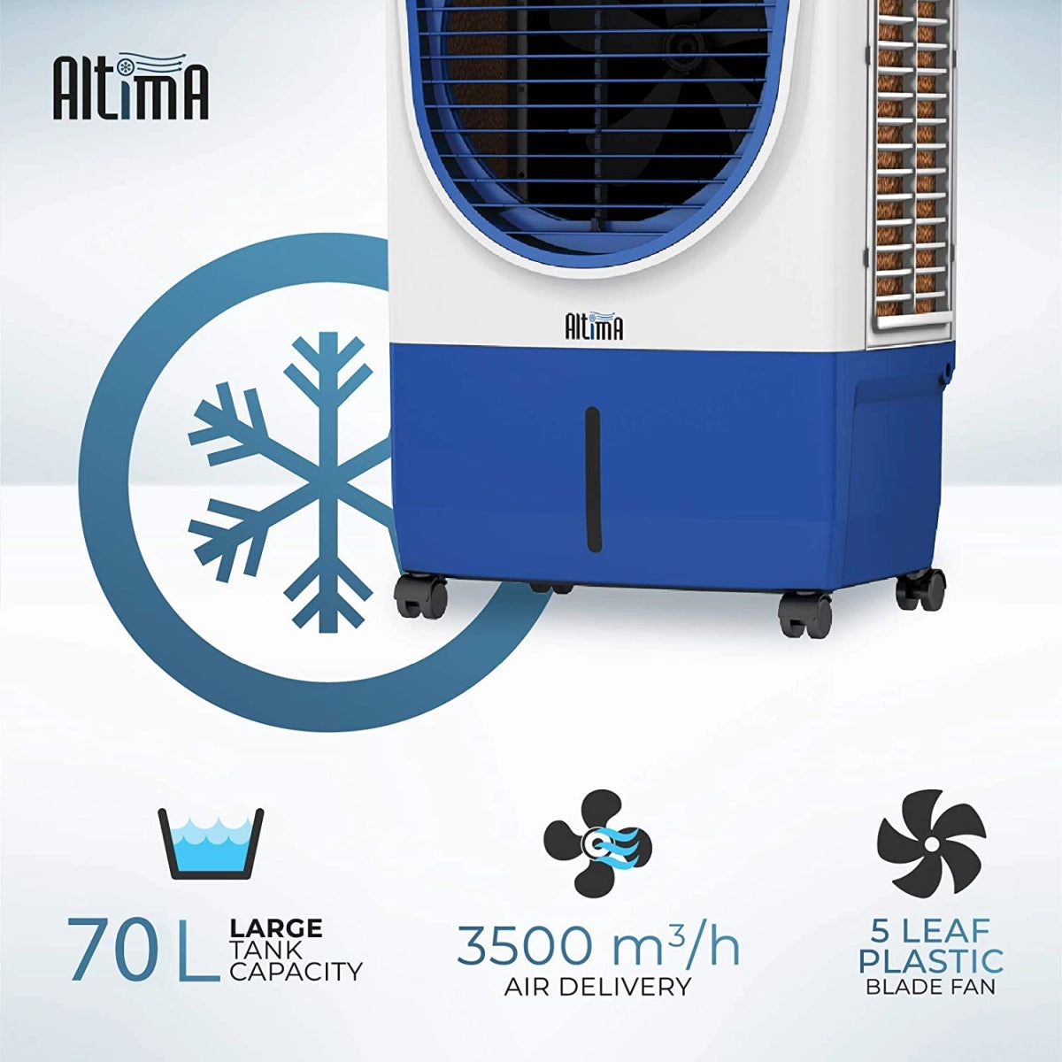 Havells Altima Desert Air Cooler 70 litres Smell Free Honecomb pads (Dark Teal)