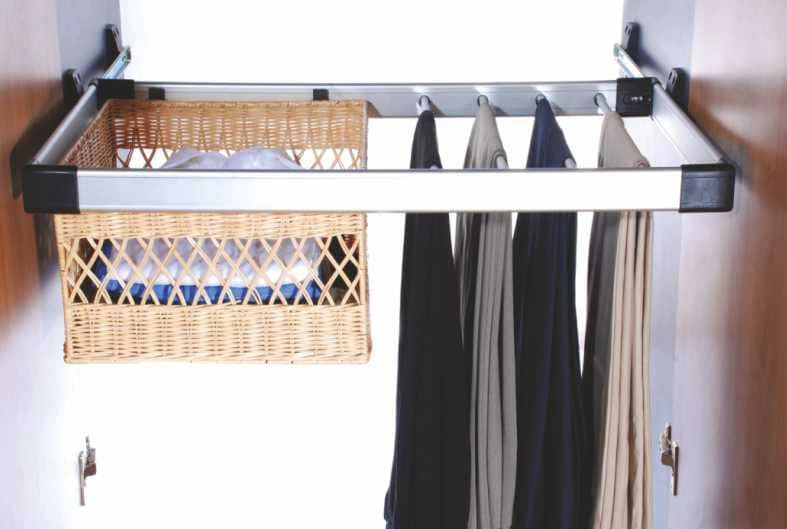 Inox Aluminium Trouser Rack With Rattan Basket