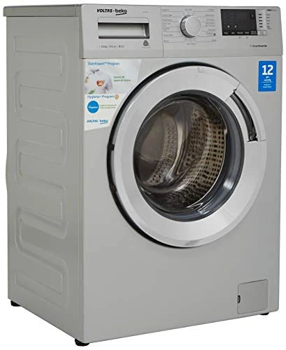 Voltas Beko 6.5 Kg Inverter Fully-Automatic Front Loading Washing Machine, Inbuilt Heater, 26 Stain Remover (WFL65SC, Silver Body, Chrome Door)
