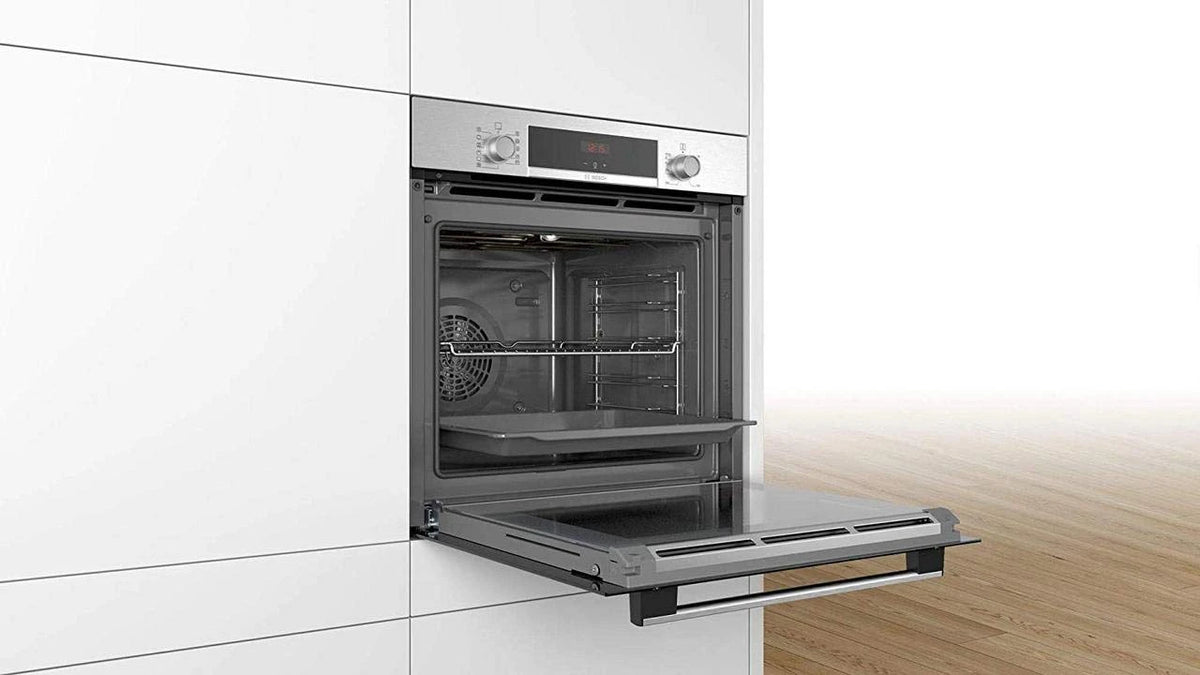 Bosch 71- Litre Built Digital Oven | 3D Hot AIr For Optimal Distribution Of Heat On Upto 2 Levels Simultaneously | Digital Display With Electronic Clock & Childproof Look