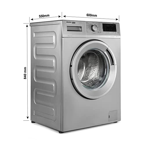 Voltas Beko 6.5kg, Inverter, 5 Star Front Load Washing Machine (WFL6512VTSS, Silver), Steam Wash,Stain Expert