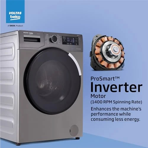 Voltas Beko 8.0kg, Inverter, 5 Star Front Load Washing Machine (WFL8014VTAP, Anthracite), Auto Dosing,Stain Expert