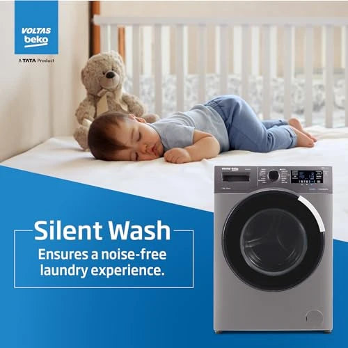 Voltas Beko 8.0kg, Inverter, 5 Star Front Load Washing Machine (WFL8014VTAP, Anthracite), Auto Dosing,Stain Expert