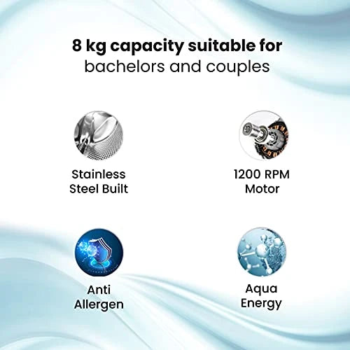 IFB 8 Kg 5 Star Front Load Washing Machine Aqua Energie (SENATOR PLUS VX, White, In-built Heater, 4 years Comprehensive Warranty)