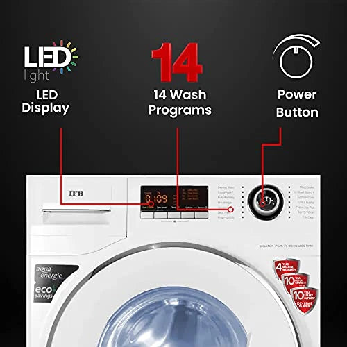 IFB 8 Kg 5 Star Front Load Washing Machine Aqua Energie (SENATOR PLUS VX, White, In-built Heater, 4 years Comprehensive Warranty)