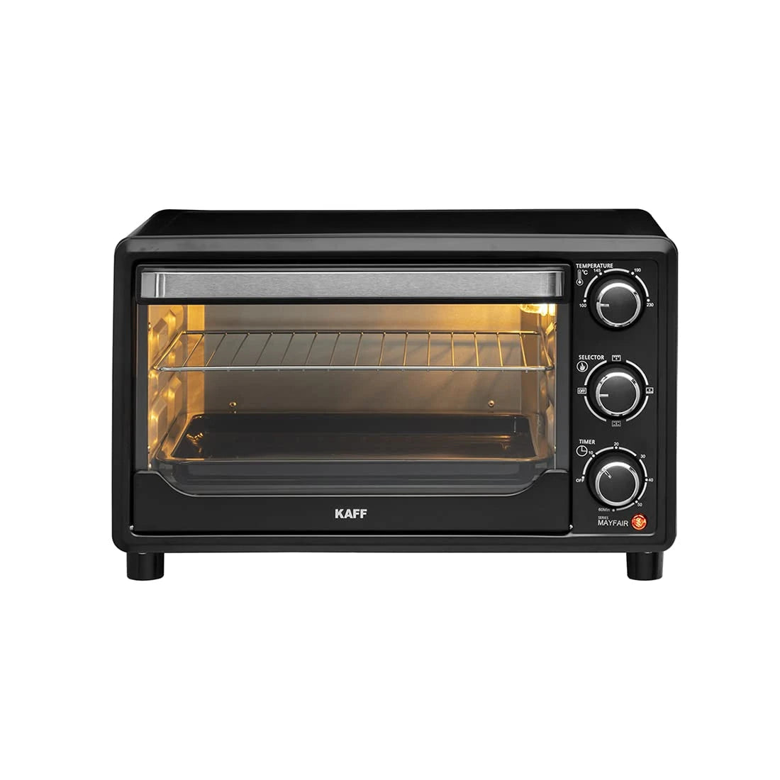 Kaff MFOT25 Electric Oven Toaster Grill (OTG) for Kitchen 25 Litre, 1500W with Convection Mode, Stainless Steel Finish Styling Handle (Black)