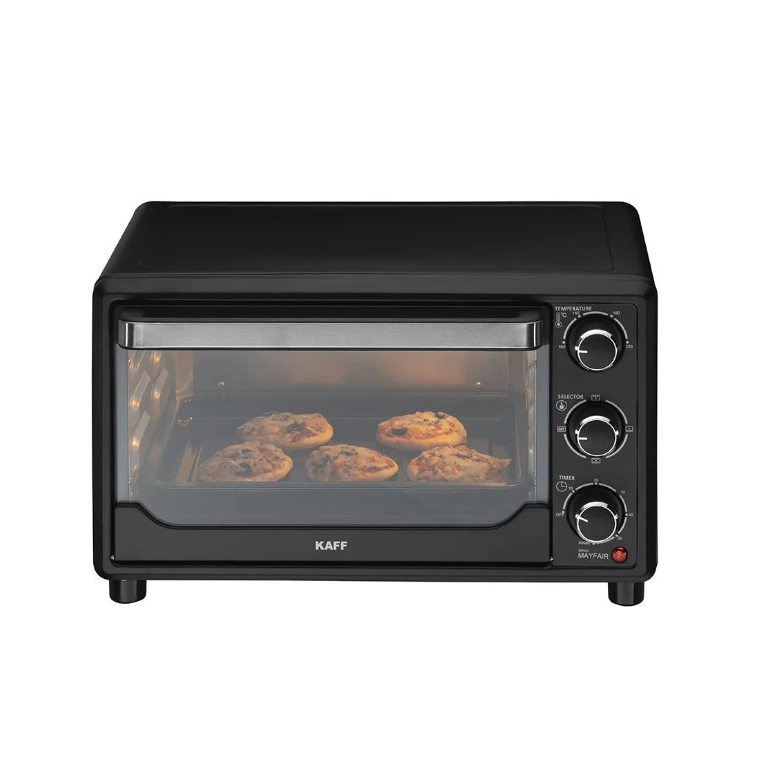 Kaff MFOT25 Electric Oven Toaster Grill (OTG) for Kitchen 25 Litre, 1500W with Convection Mode, Stainless Steel Finish Styling Handle (Black)