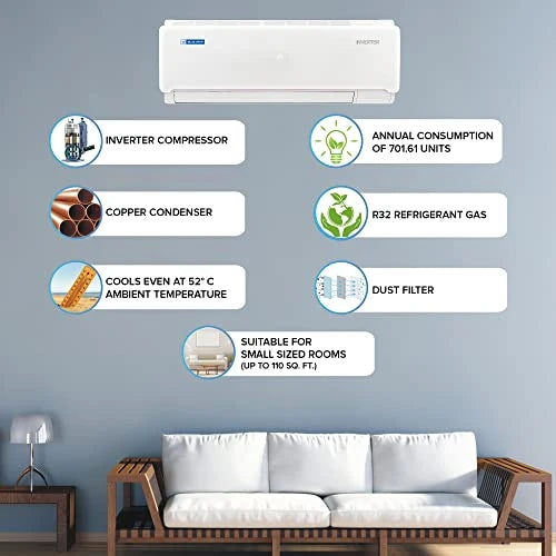 Blue Star 1 Ton 3 Star Inverter Split Ac (Copper, Convertible 4-In-1 Cooling Mode, Ia312Inu, White)
