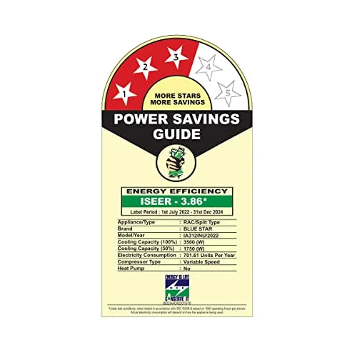 Blue Star 1 Ton 3 Star Inverter Split Ac (Copper, Convertible 4-In-1 Cooling Mode, Ia312Inu, White)