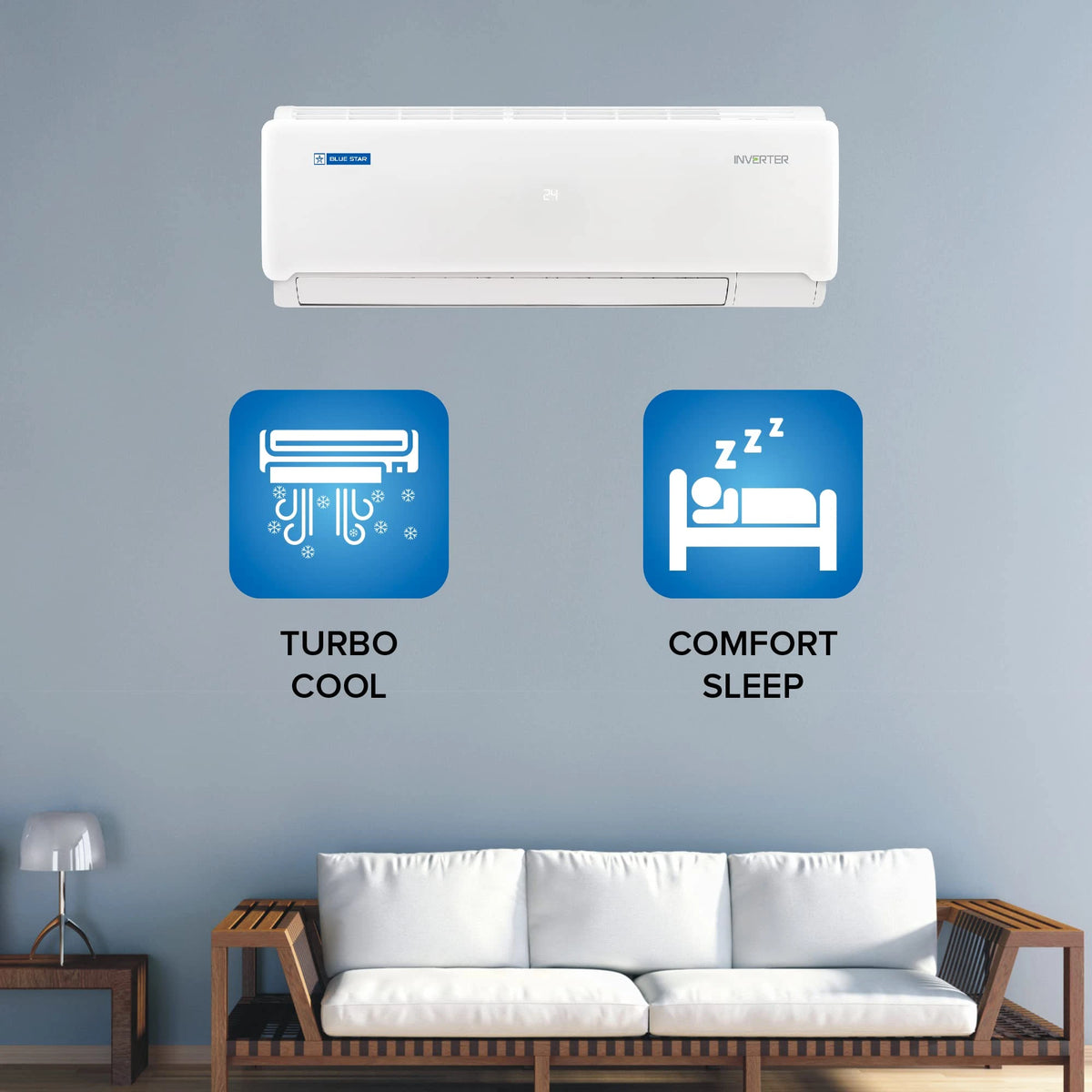 Blue Star 1 Ton 3 Star Inverter Split Ac (Copper, Convertible 4-In-1 Cooling Mode, Ia312Inu, White)