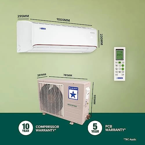 Blue Star 1.5 Ton 3 Star 5 in 1 Convertible Inverter Split AC (Copper, Multi Sensors, Stabalizer Free Operation, Self Diagnosis, IA318FNU, White)