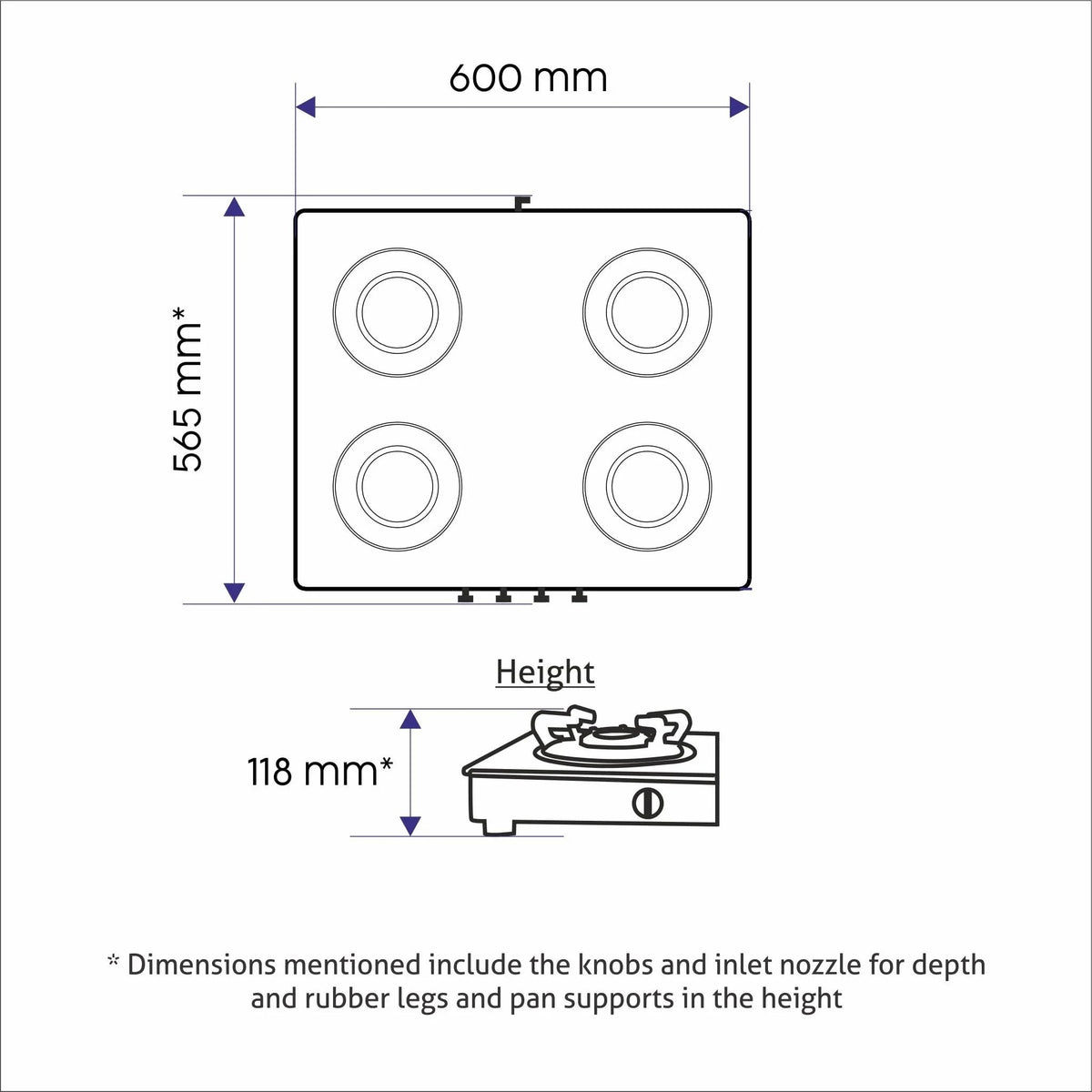 Glen 4 Burner Toughened Glass Top LPG Gas Stove | Black | Manual Ignition | ISI Certified | Stainless Steel Drip Trays | 360 Revolving Inlet Nozzle | 2 Year Warranty | 1041GTBBBL