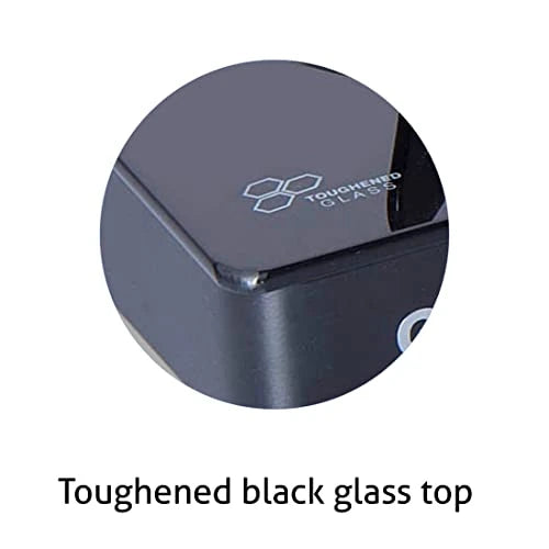 Glen 4 Burner Toughened Glass Top LPG Gas Stove | Black | Manual Ignition | ISI Certified | Stainless Steel Drip Trays | 360 Revolving Inlet Nozzle | 2 Year Warranty | 1041GTBBBL