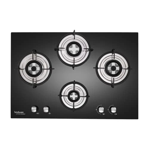 Hindware Smart Appliances | KA Hob Amelia Plus | Kitchen Hob | Designer Brass Burners | Auto Ignition | SS Drip Tray | Cast Iron Pan Support | (4B 76 CM)