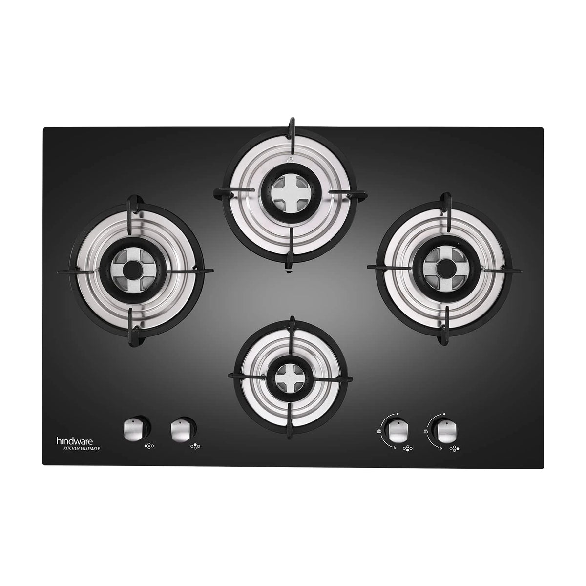 Hindware Smart Appliances | KA Hob Amelia Plus | Kitchen Hob | Designer Brass Burners | Auto Ignition | SS Drip Tray | Cast Iron Pan Support | (4B 76 CM)