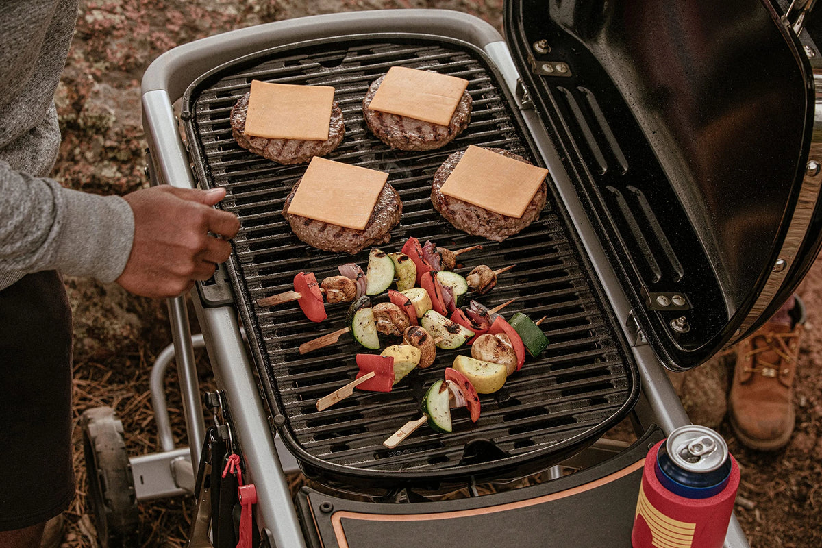 Weber Traveler Portable Gas Grill – Blue Edition | Compact Foldable Outdoor BBQ with Large Cooking Surface, One-Hand Setup, Travel-Ready Design, Ideal for Camping, Tailgating, and Road Trips