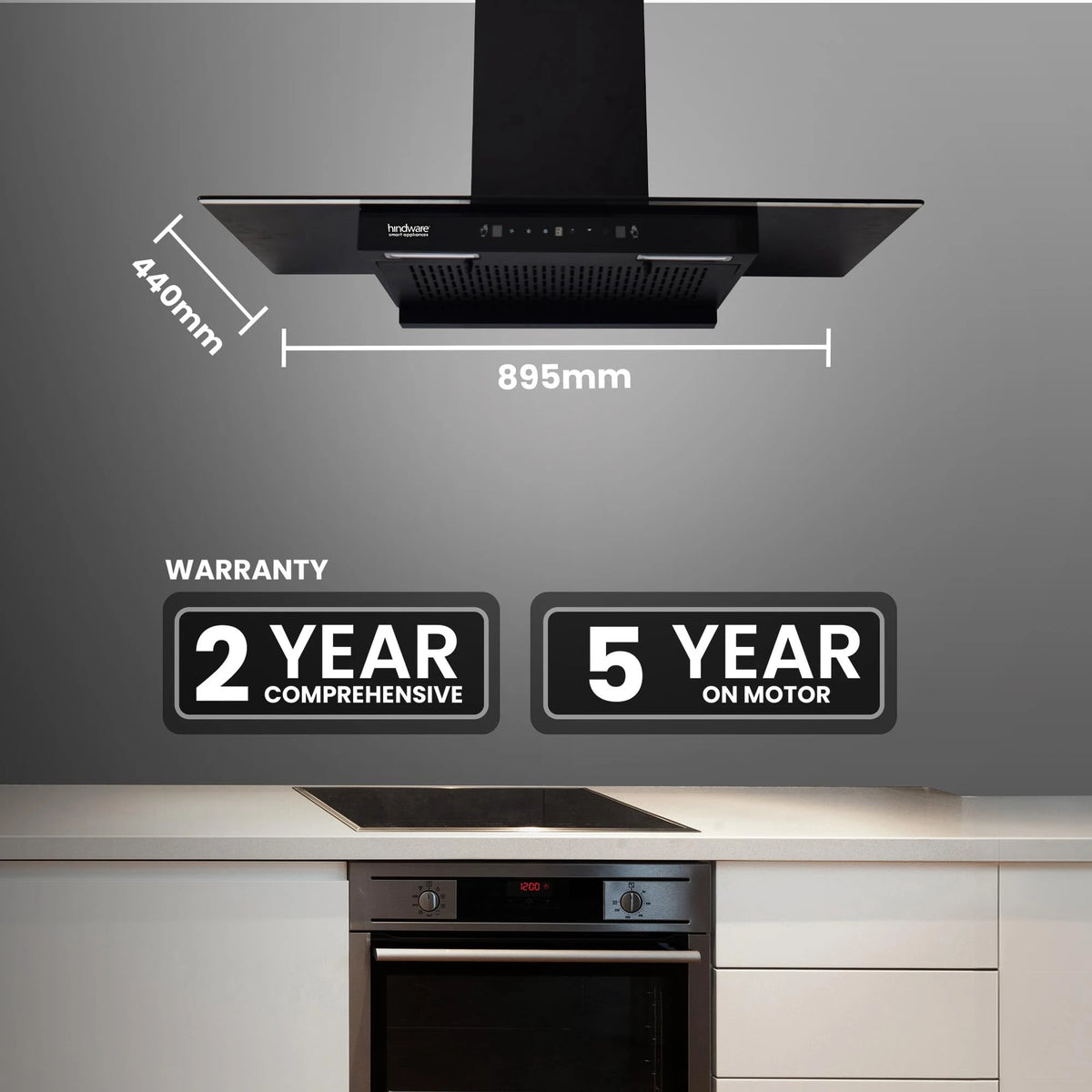 Hindware Smart Appliances | Mariana 90 cm Chimney | 1180 CMH | Thermal Auto Clean | Fillterless | Touch Control, Motion Sensor | 5 Yrs Warranty on Motor & 2 Yrs on Product | Wall Mounted (Black)