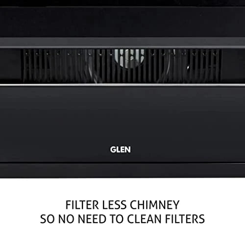 Glen Auto Clean Glass Filterless Chimney With Touch Controls With Motion Sensor, Wave And Start 1200 M3/H 60Cm, 1 Year On Product, 5 Year On Motor, Black (6073SXAC60)