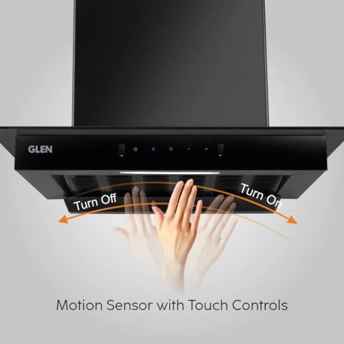 Glen Chimney Auto Clean Glass Filter less Kitchen Chimney With Motion Sensor, 1200 m3/h (CH6062SLBLAC60)