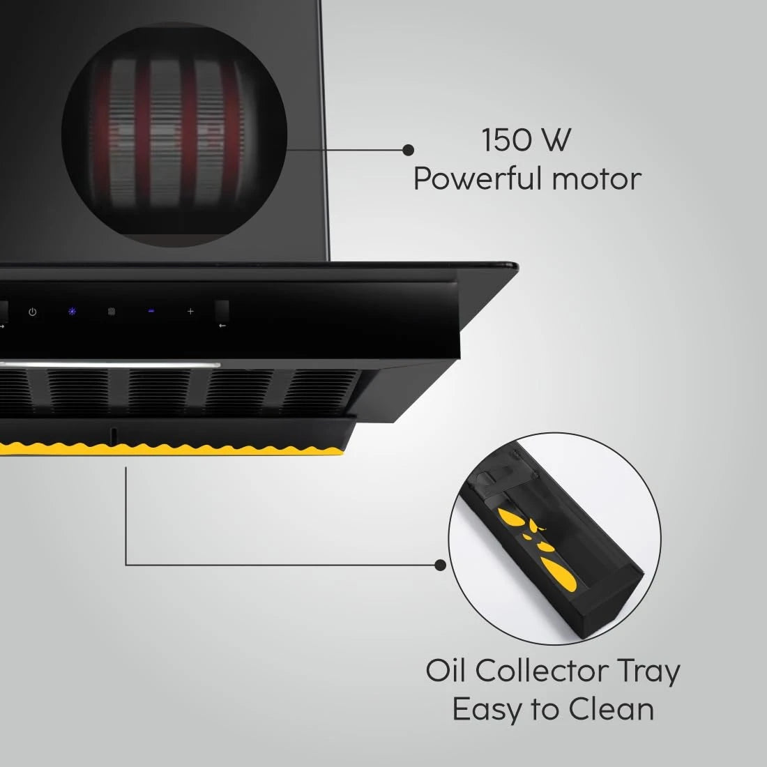 Glen Chimney Auto Clean Glass Filter less Kitchen Chimney With Motion Sensor, 1200 m3/h (CH6062SLBLAC60)