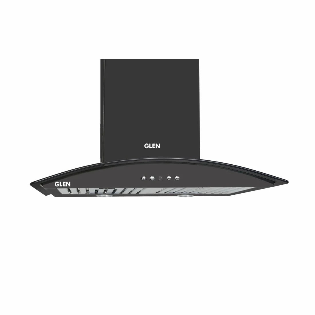 Glen Electric Kitchen Chimney With 7 Year Warranty On Motor, Curved Glass SS Baffle filters 60cm 1100 m³/h - Black (6071 IN BLK)