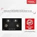 Hindware Adonia 4B 80 | Brass Burners | Auto Ignition | Flame Failure Device | Built In Glass Automatic Hob (4 Burners), Black