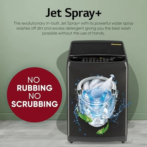 LG Smart Choice, 9 Kg, 5 Star, Smart Inverter Technology, Turbodrum, Fully Automatic Top Load Washing Machine (T90AJMB1Z, Jetspray+, Turbowash, Auto Tub Clean after every wash cycle, Middle Black)