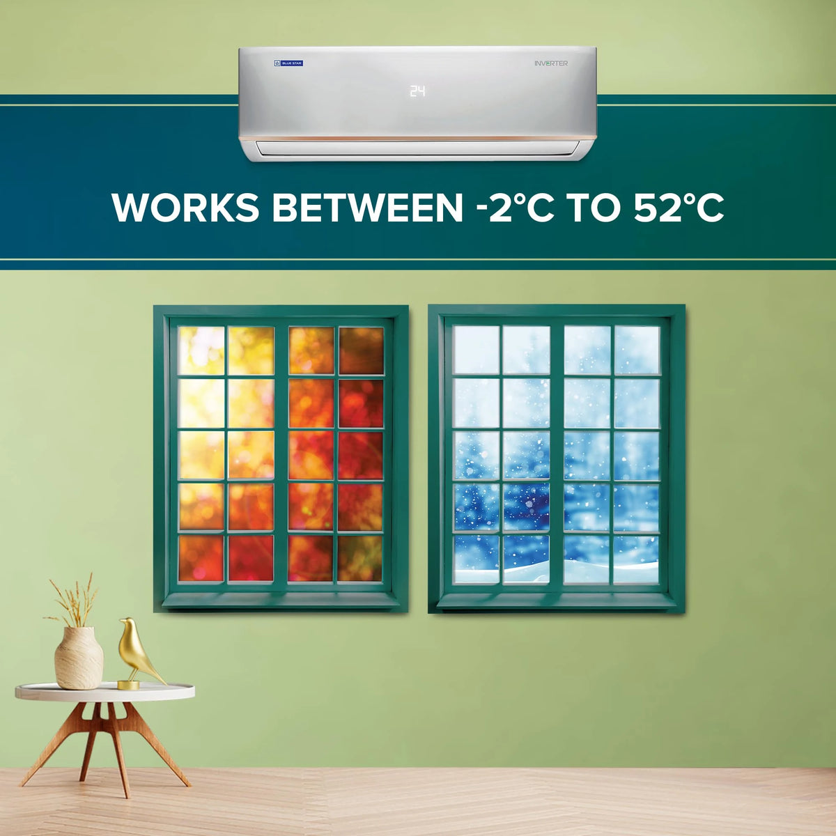 Blue Star 1.5 Ton 3 Star Hot and Cold, Inverter Split AC (Copper, Convertible 5 in 1 Cooling, Multi Sensors, Self Diagnosis, IC318DNUHC, White)
