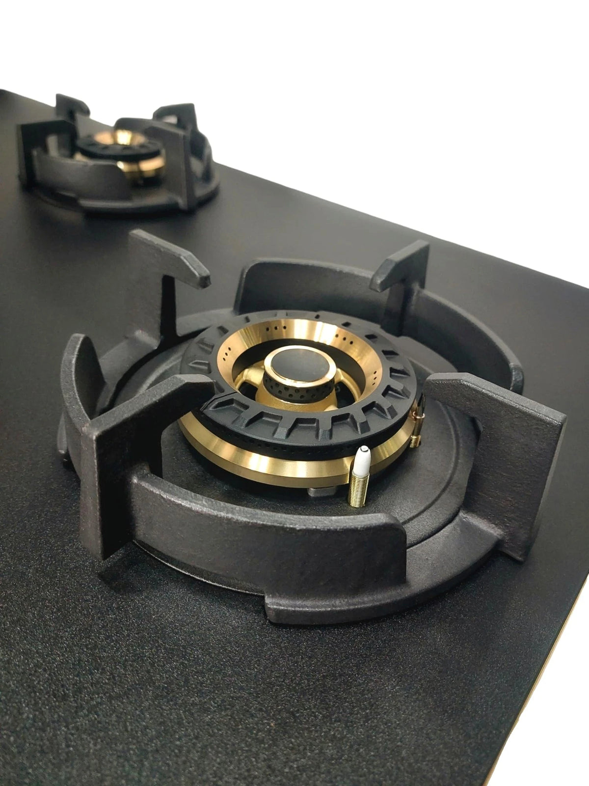 Hindware IVANA 4B 100 | Designer Fully Brass Burners | Flame Failure Device | Golden bidding on glass | 8 mm toughened glass with Matt Finish 4 burner (Black)