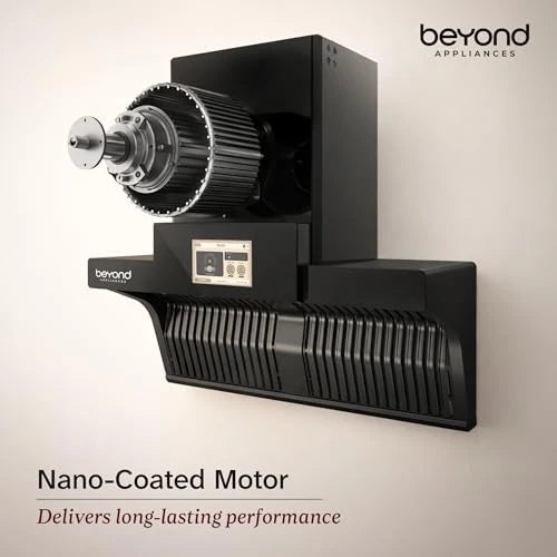 Beyond Appliances Orion 90cm Auto Clean Kitchen Chimney | 1600 CMH Suction | Filterless | Smart Touchscreen Display & Speaker | Baffle Plates | Touch Control | Black Finish.