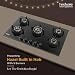 Hindware HAZEL 5B 86 | Full Brass Burner | Auto Ignition | Flame Guard Round Pan Support | Metal Knobs | 8 mm Toughened glass | Hob 5 Burners (Black)