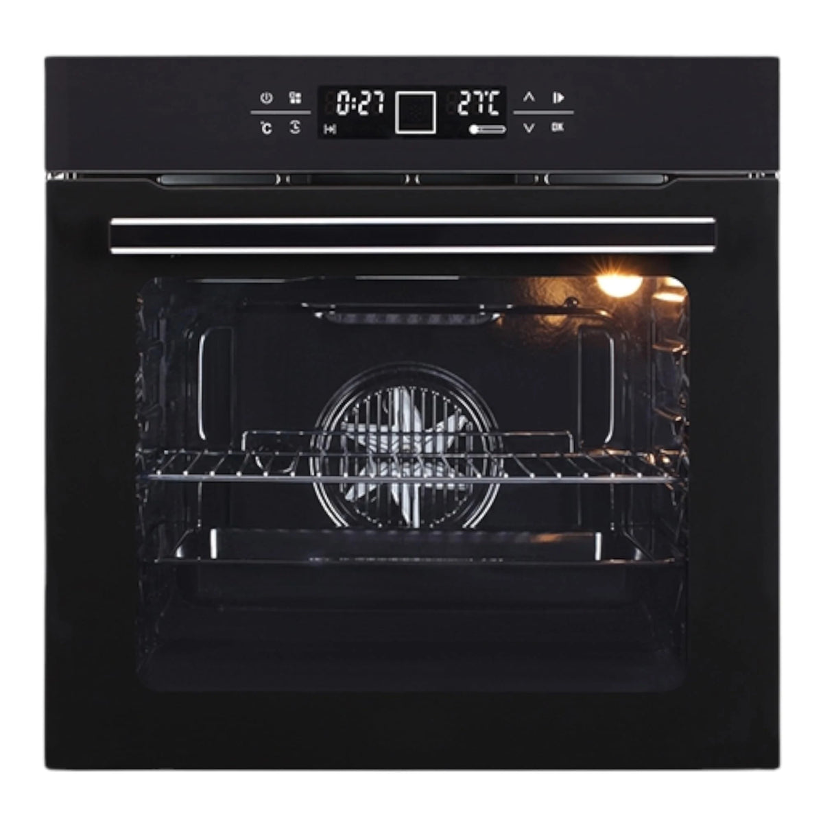Hindware Smart Appliances Orcus 80L Built-In Oven | Touch Control with Digital Display | 12 Cooking Functions with Rotisserie | Convection & Grill Rack | Universal Pan | Child Lock with 1 Yr Warranty